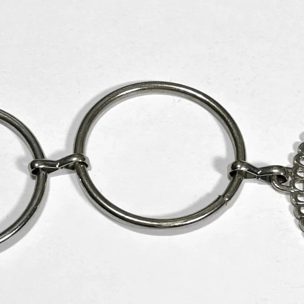 Chunky Chain Belt Women Silver Tone Medallions Rings Rhinestone Concho Y2K 51.5